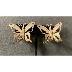 Mexico TB-232 925 Sterling etched Butterfly earrings, Vintage